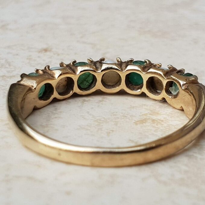 Opal and Green Stone Stacking Band in 9ct Gold, a UK N 1/2 or a US 7 1/4.