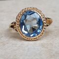 Pretty Synthetic Blue Spinel Solitaire Ring in 9ct Gold, a UK O or a US 7 1/4.