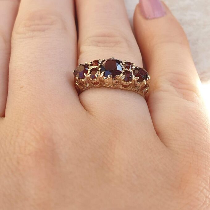 Multistone Garnet Ring in 9ct Gold,  a UK J or a US 5.