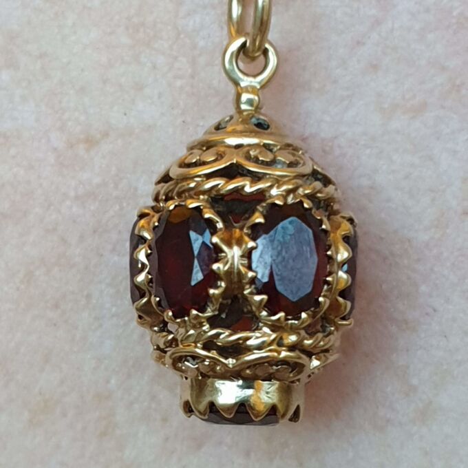 Garnet Lantern Pendant on 9ct Gold.