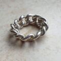 Antique Silver Curb Chain Link Ring, a UK N 1/2 or a US 7 1/4