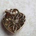 Reversible Pave Set Heart Pendant or Charm in 9ct Gold.