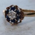 Flower Sapphire and Diamond Rose Ring in 9ct Gold, a UK J 1/2 or a US 5 1/4.
