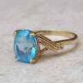 Oval Swiss Blue Topaz Ring in 10K Gold.