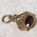 Tiny Garnet Fob Charm in 9ct Gold