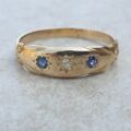 Sapphire and Diamond Three Stone Ring in 18ct Gold, a UK K or a US 5 1/2