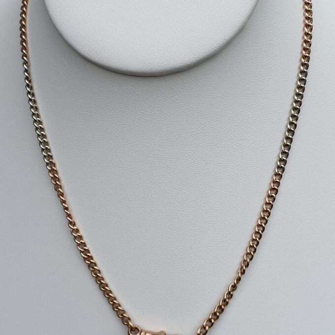 Vintage Two Coloured Curb Chain with Dog Clip in 9ct Gold