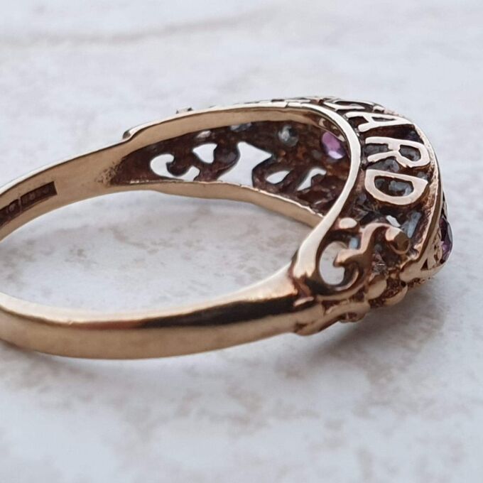 REGARD Acrostic Ring in 9ct Gold, a UK L 1/2 or a 6 1/4