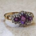 Amethyst and Diamond Ring in 9ct Gold,  a UK K or a US 5 1/2.