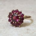 Rhodolite Garnet Cluster Ring in 9ct Gold.
