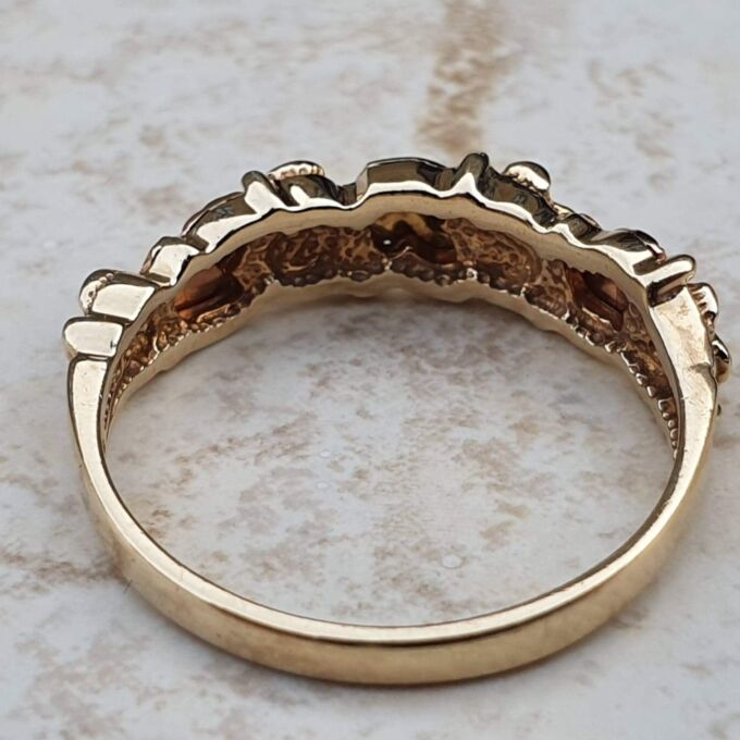 Flower and Leaf Design Ring in 9ct yellow & rose gold, a UK O or a US 7 1/2