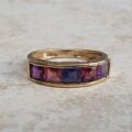 Iolite, Tourmaline and Amethyst Ring in 9ct Gold.