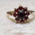 Garnet Cluster ring in 9ct Gold.