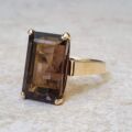 Smoky Quartz Solitaire Ring in 14ct Gold.