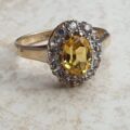 Yellow and White Topaz Cluster Ring in 9ct Gold,  a UK J  or a US 5.