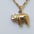 Rhino Charm Pendant in 9ct Gold