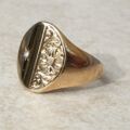 Diamond Set Engraved Signet Ring in 9ct Gold,  a UK O 1/2 or a US 7 3/4