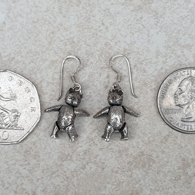 Sterling Silver Teddy Bear Earrings