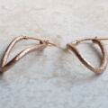 Textured Curved Oval Hoop Earrings in 9ct Rose Gold