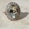 Huge Oval Prasiolite Ring in 9ct Gold,  a UK O 1/2 or a US 7 3/4.