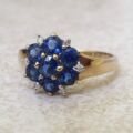 Tanzanite And Diamond Cluster Ring in 9ct Gold,  a UK J 1/2 or a US 5 1/4.