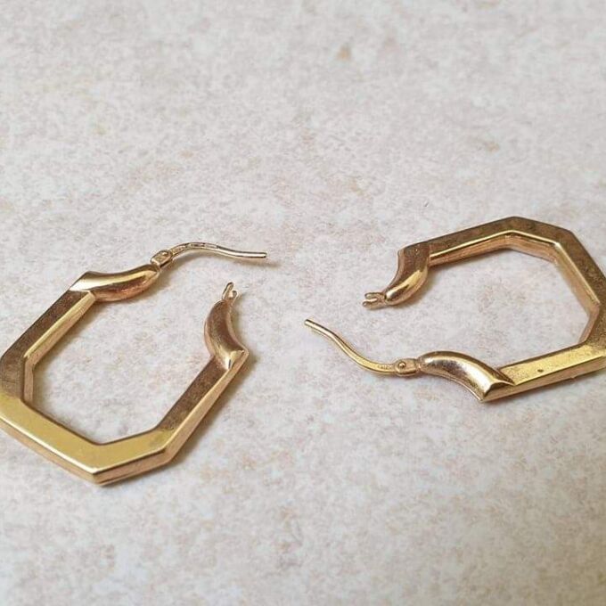 Geometric Design Hoops in 9ct Gold