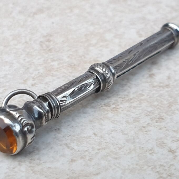 Antique Ornate Propelling Pencil in Silver with Vintage Box