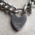 Antique Silver Graduating Curb Chain and Heart Padlock, 7 1/2 inches