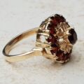Bold Garnet Halo Cluster Ring in 9ct Gold, a UK N or a US 7.