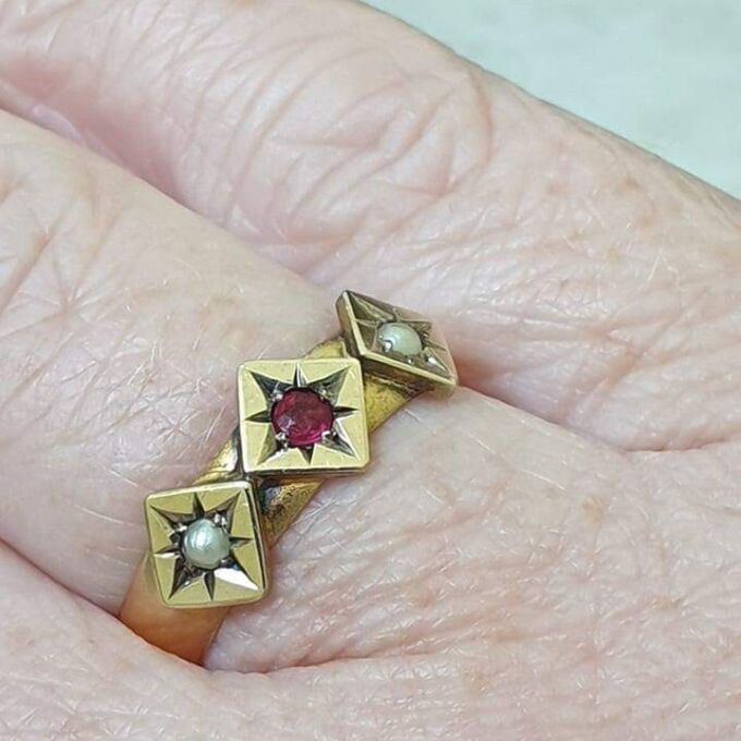 Antique Pearl and Paste Ring in 9ct and 22ct Gold.