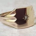 Diamond Set Signet Ring in 9ct Gold, a UK U or a US 10 1/2