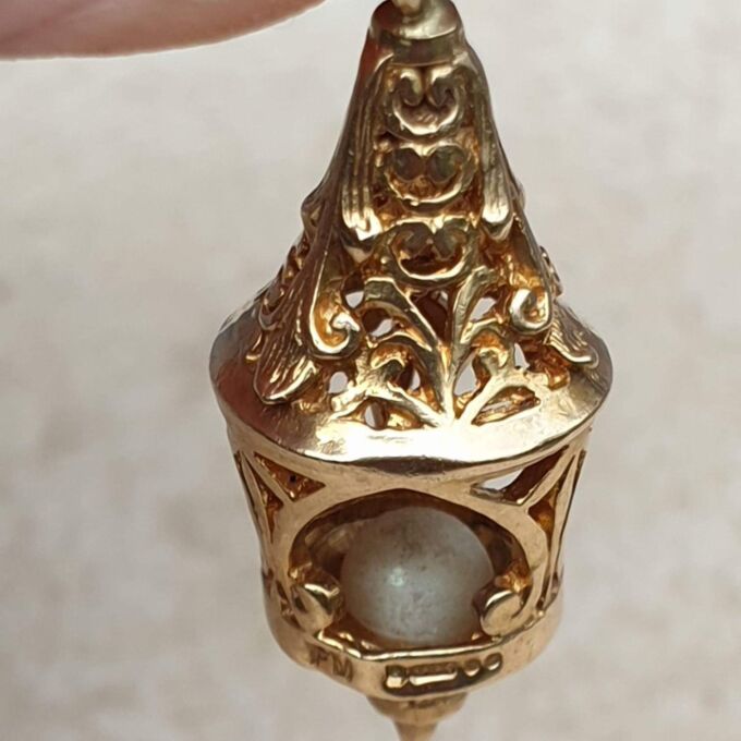 Ornate Lantern Fob Pendant in 9ct Gold