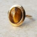Striking Tigers Eye Frame Ring in 9ct Gold, a UK N 1/2 or a US 7.
