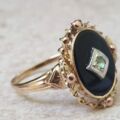 Vintage Onyx Ring in 10k Rose and Yellow Gold, a UK J or a US 5