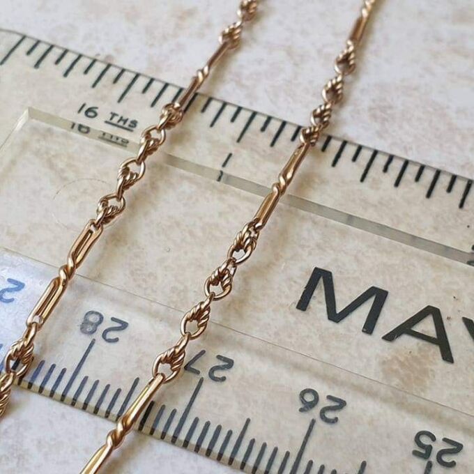 Antique Fancy Link Paperclip Chain Necklace in 9ct Gold, 18 inches.