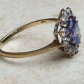 Tanzanite Coloured Paste Cluster Ring in 9ct Gold,  a UK N or a US 7.