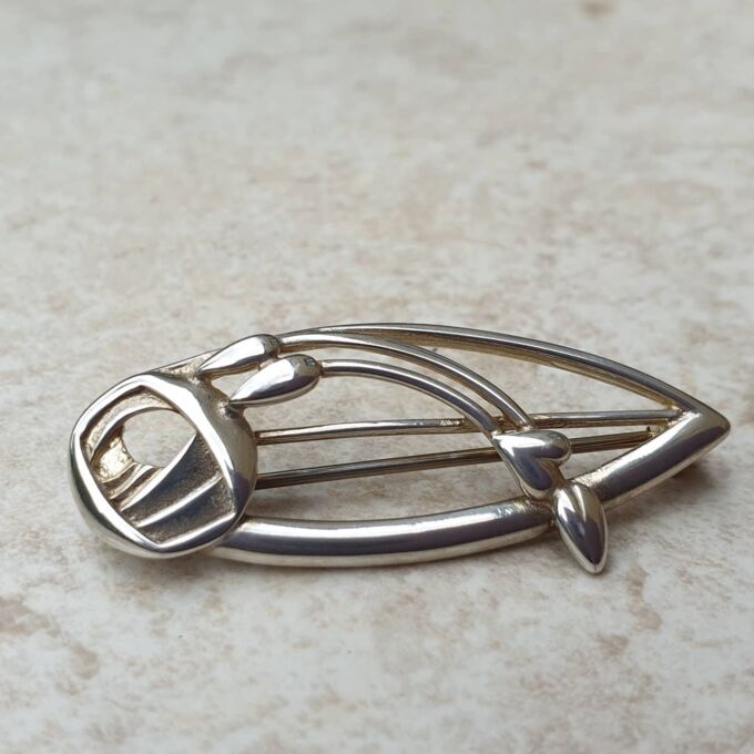 Rennie Mackintosh inspired Silver Rose Brooch by Designer Ola Gorie, OMG