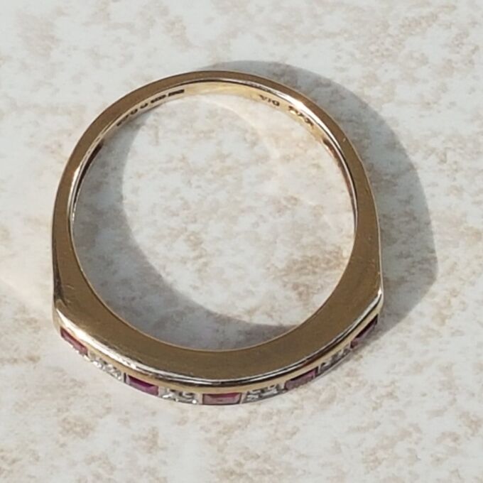 Ruby and Diamond Stacking Band in 9ct Gold, a UK K or a US 5 1/2.