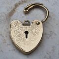 Engraved Heart Padlock in 9ct Yellow Gold