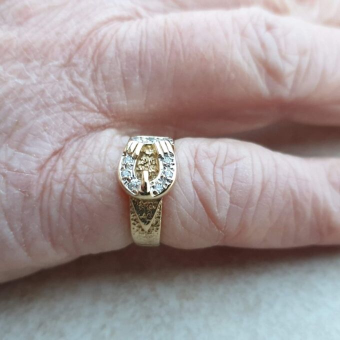 Tiny Pinky Finger Buckle Ring in 9ct Gold,  a UK size F or a US 3 1/4.