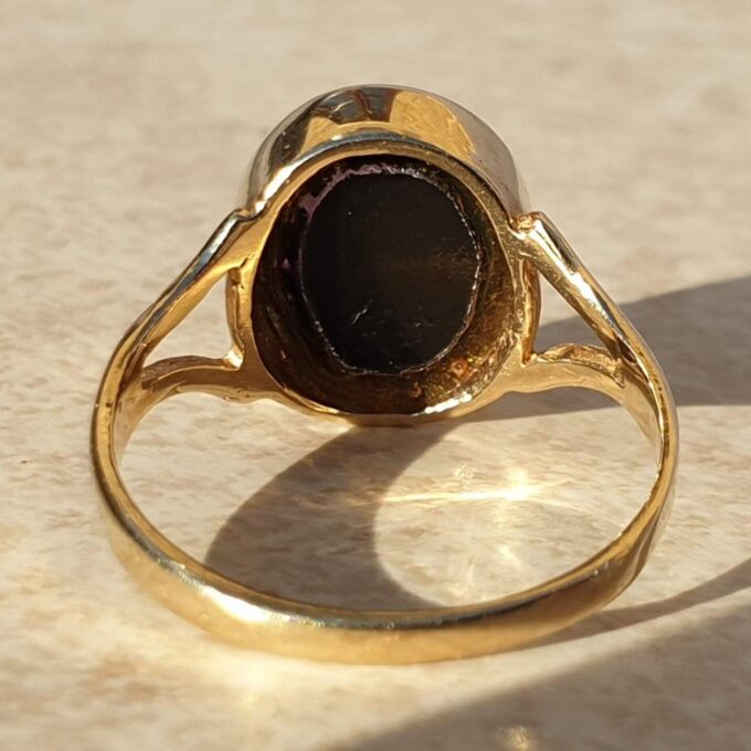 Blue John Doublet Ring in 9ct Gold,  a UK M 1/2 or a US 6 3/4.
