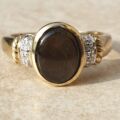 Black Synthetic Star Sapphire Ring in 9ct Gold.