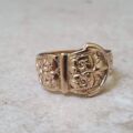 Ornate Wide Buckle Ring in 9ct Gold.
