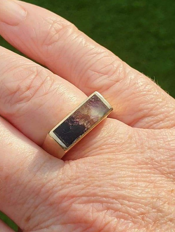 Derbyshire Blue John Signet Ring in 9ct Gold.
