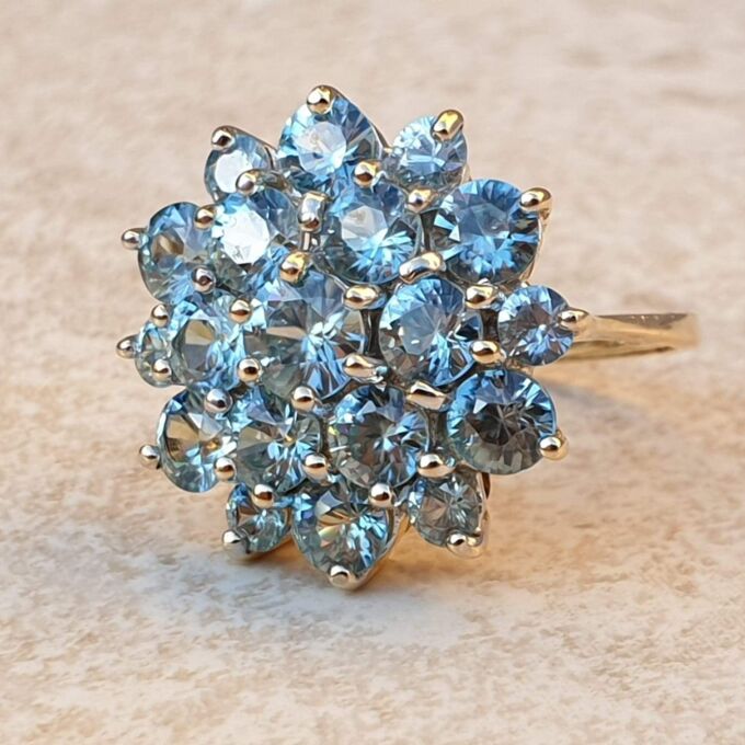 Huge Topaz Cluster Ring in 9ct Gold.