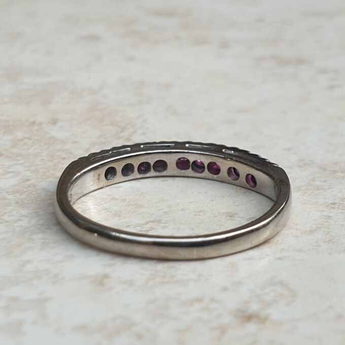 Ruby Half Eternity Stacking Band in 18ct White Gold