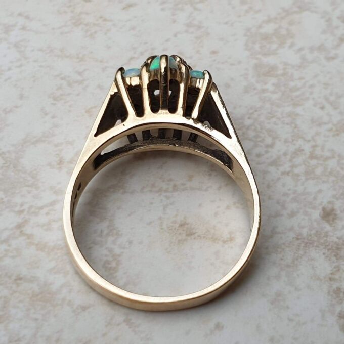 Opal and Diamond Cluster Ring in 9ct Yellow Gold, a UK M or a US 6 1/4.