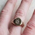 Sold Oval Diamond Signet Ring in 9ct Gold,  a UK S or a US 9 1/2.
