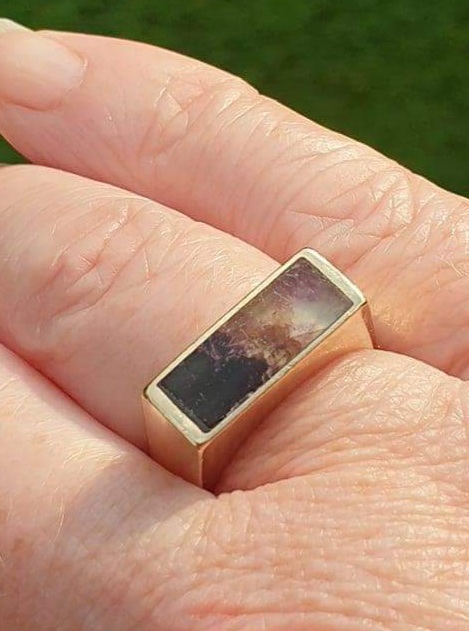 Derbyshire Blue John Signet Ring in 9ct Gold.