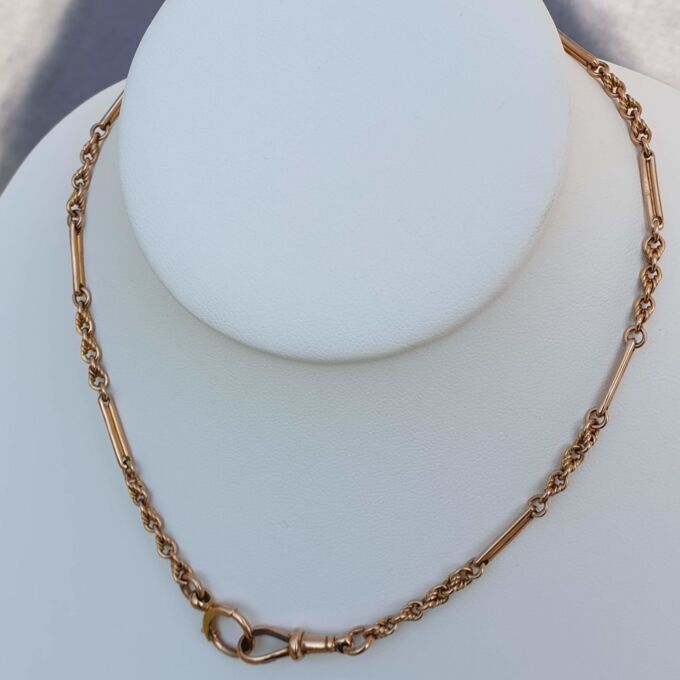 Fancy Link Chain with Dog Clip in 9ct Rose Gold